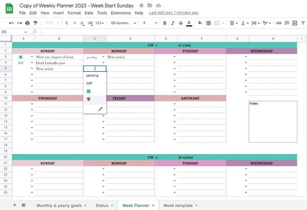 Monthly Plan Template for Google Sheets 2023