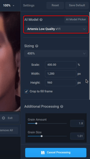 Topaz Video AI Model - Artemis