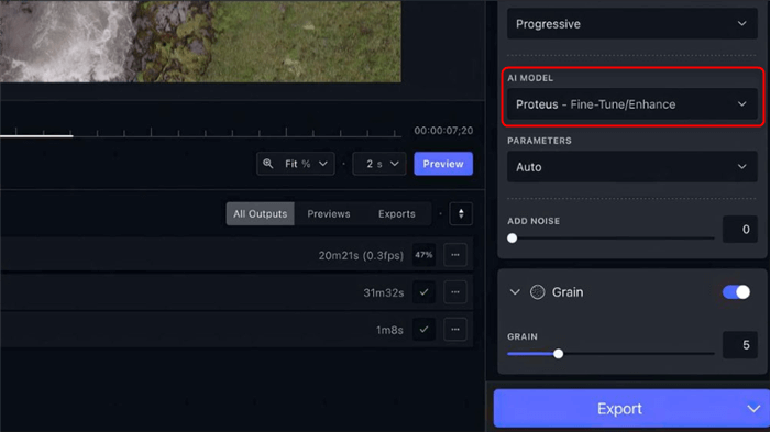 Topaz Video AI Model - Proteus