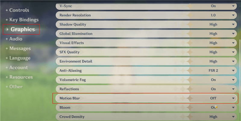 How to Turn on/off Motion Blur in Genshin Impact?
