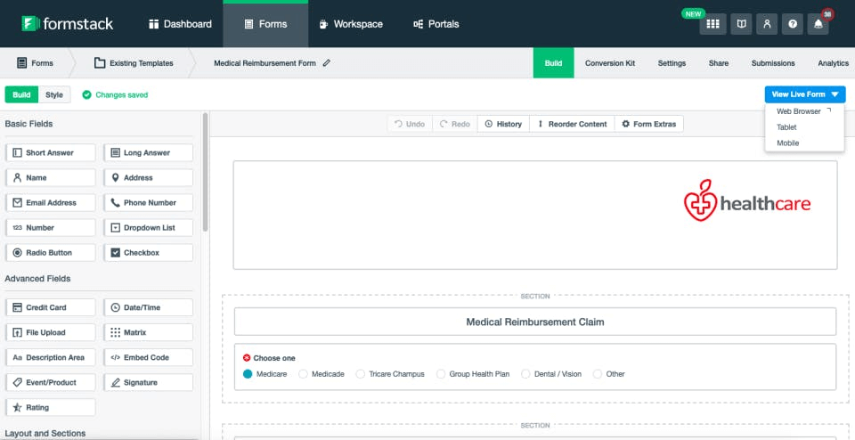 Formstack Interface