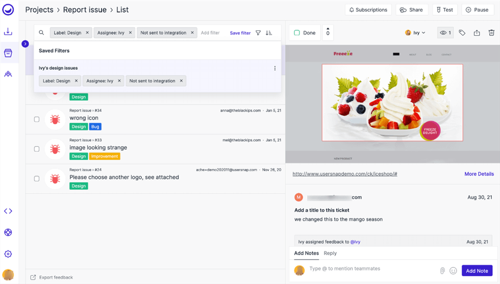 Usersnap Interface