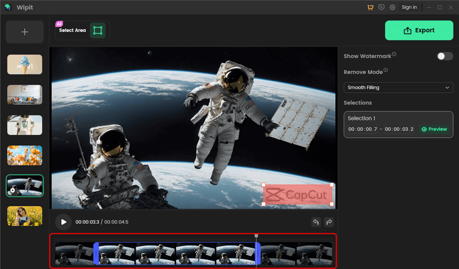 Drag the Sliders to Set Removal Section