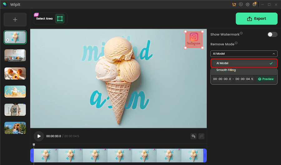 Remove Instagram Watermark with AI Model