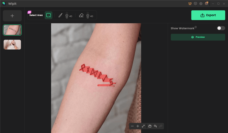 Use the AI Select Area Tool to Remove Tatto