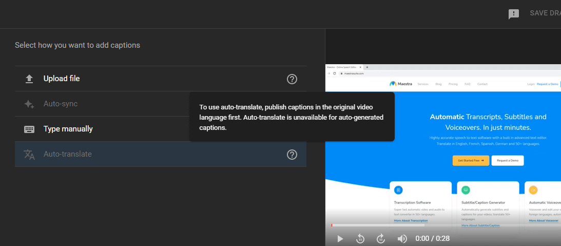 Use YouTube Auto-translate Option