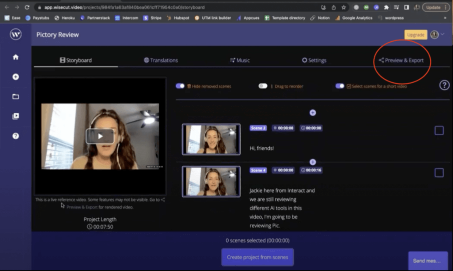 Wisecut.video Interface