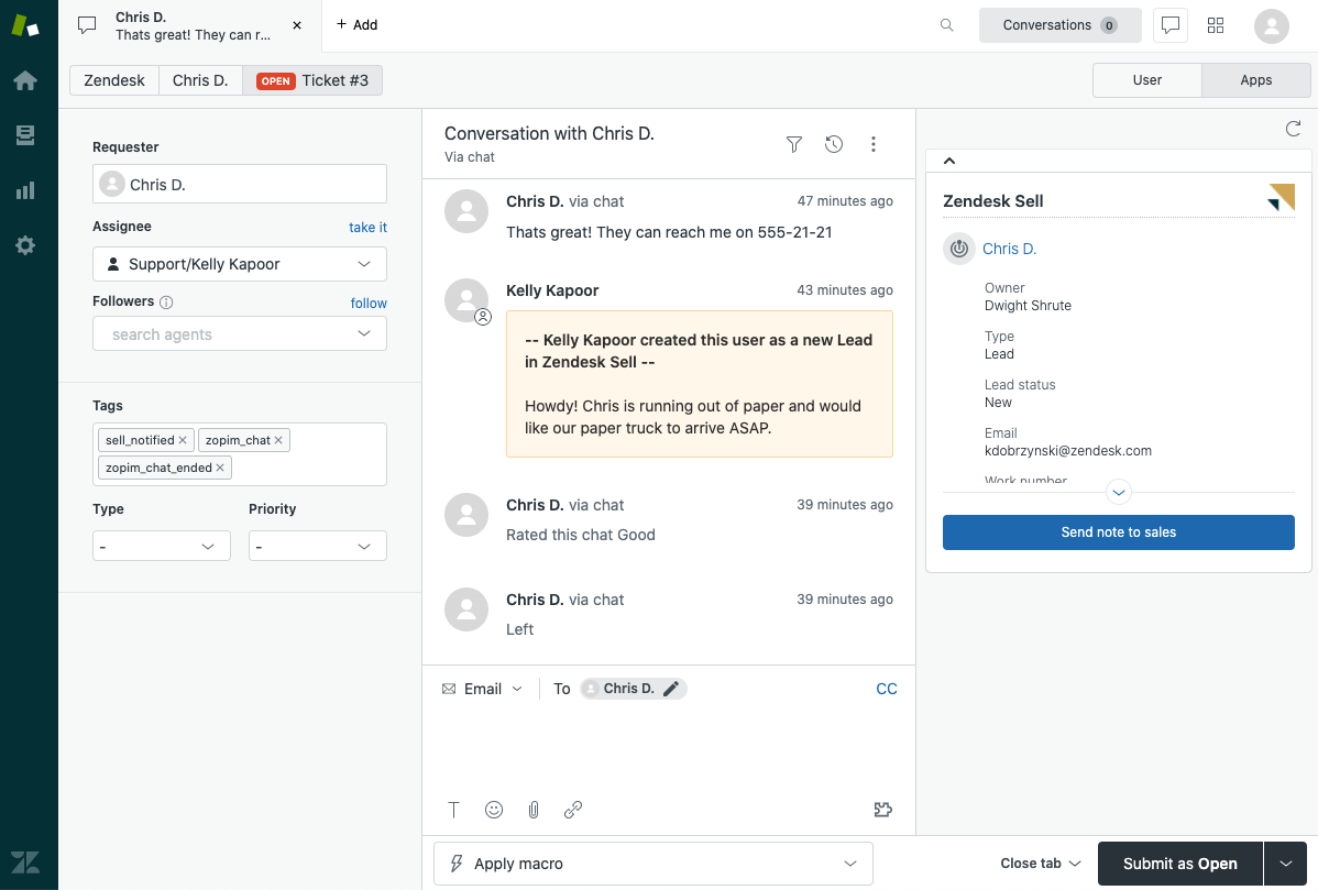 Zendesk Interface