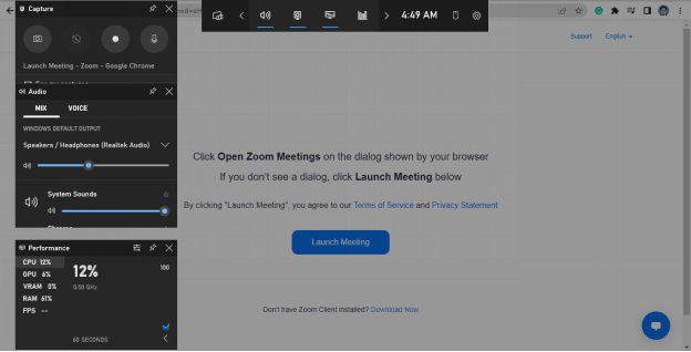 Zoom Meeting Recording App - Xbox Game Bar